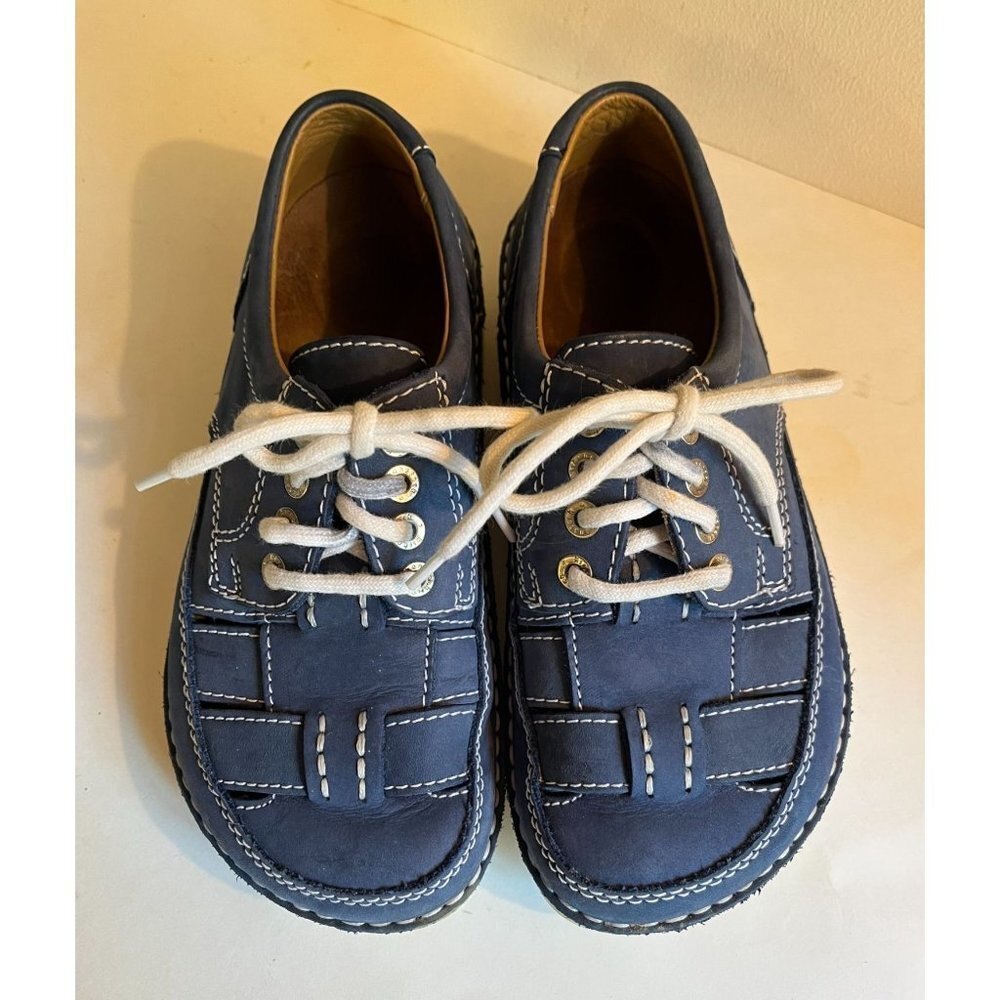 Birkenstock Blue Leather Woven Fisherman's Laufsohle alsa-Schaum Shoe 37 / 6 - Picture 2 of 12